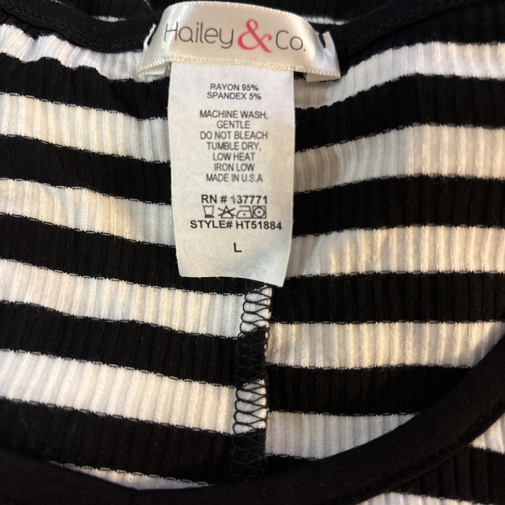 Hailey & Co  Striped Top Shirt Blouse Boutique Size L Made In The USA - Picture 6 of 6